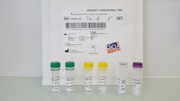 ADI045-100 Тест-система ADIAVET PARATB для выявления Mycobacterium avium subsp, возбудителя паратуберкулёза у КРС, овец, коз методом real time PCR, 100 реакций, ADIAGENE SAS- КомПродСервис